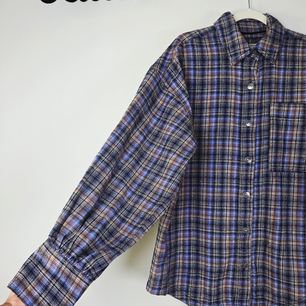 Free People Ashley Plaid Oversized Shirt Size Medium - Picture 4 of 10